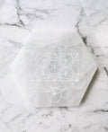 Selenite -Sacred Geometry Charging Plate